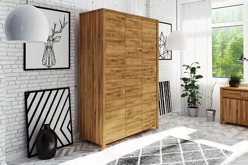 Schlafzimmer - Kleiderschrank, Wildeiche massiv geölt - Abmessungen: 212 x 145 x 60 cm (H x B x T)
