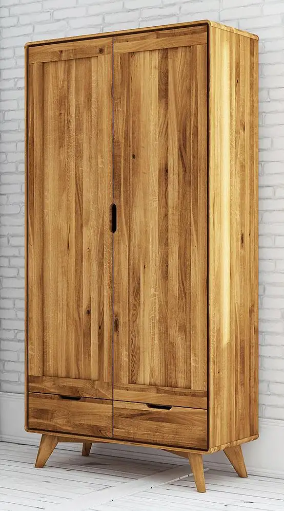 Kleiderschrank Massivholz, Wildeiche geölt - Abmessungen: 180 x 90 x 45 cm (H x B x T)